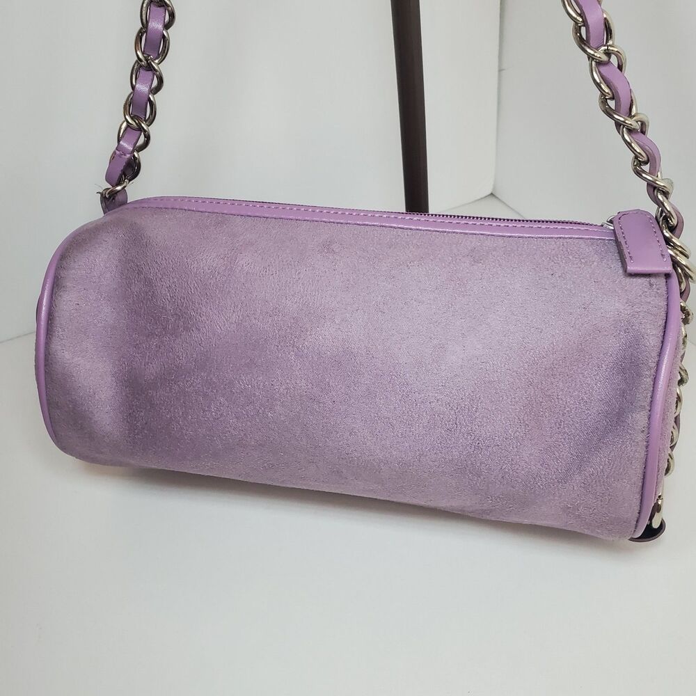 Y2K Purple Lavender Faux Suede Shoulder Bag Purse 10x6x4 90s Street Summer - Picture 7 of 8